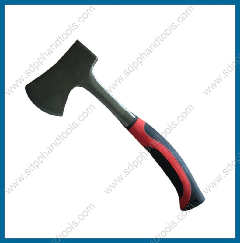 solid steel one piece hatchet with rubber handle, one piece axe head 600g, steel handle