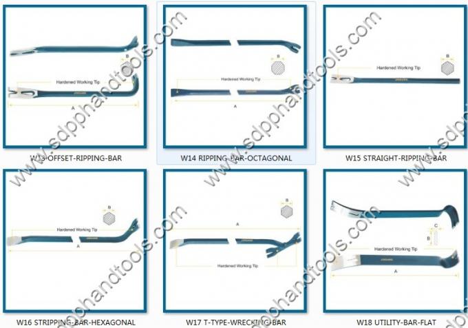 W03 WRECKING-BAR pry bar-OCTAGONAL shank, claw and chisel point,