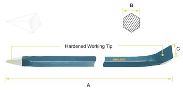 Slate chisel crow Bar - Hex Shank