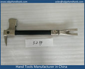 Pry axe with standard claw and metal cutting claw, rubber grip handle, nickle plated surface
