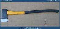 long handle felling axe with fiberglass handle, black high carbon steel axe head with yellow black fiberglass axe handle