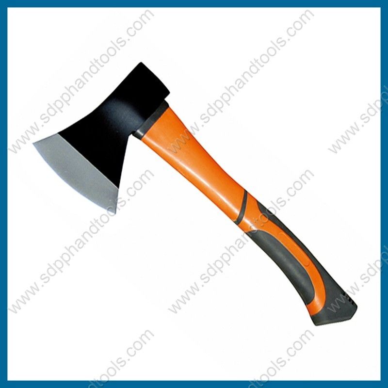 hatchet with fiber handle plastic coated rubber grip handle,  fiberglass handle axe, single bit hatchet