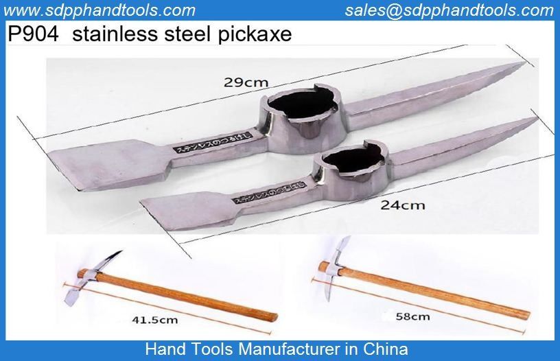 P904 Stainless steel pickaxe hoe, stainless steel chisel axe hoe,mountain climbing pickaxe, stailess steel axe hand tool