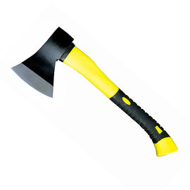 A613 axe with plastic coated with rubber grip handle, 45# carbon steel forged axe head with fiber glass handle