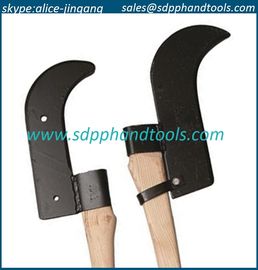 bush hook featuring a 12″ single-edge blade fastened to a 36″ curved wooden axe handle, high quality ditch bank blades