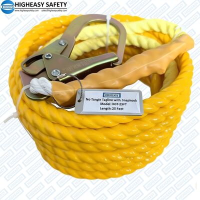 50ft Tagline redtail coated no tangle with snaphook, High visibility red or orange coated end tagline for easy safe grip, HIGHEASY REDTAIL TAGLINE