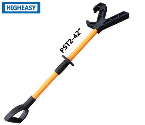 fiberglass pull push pole with D grip, nylon V end, various colors pull push pole, push pull stick from China factory