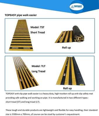 Anti-slip pipewalker pipe walk easier heavy duty roll up safety mats used on pipe oil and gas industry offshore plate